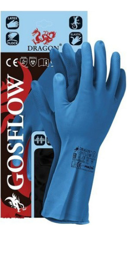 Rękawice Ochronne z Kauczuku Flokowane Niebieskie M-(8) GOSFLOW Reis