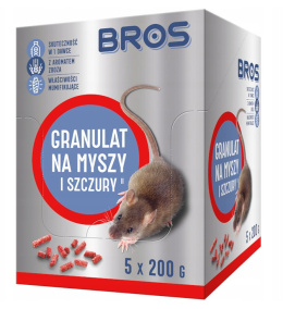 Trutka Na Szczury i Myszy Granulat 200g x 5 Saszetek Bros