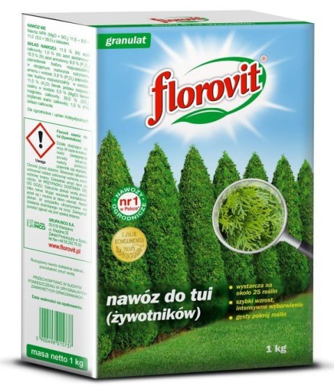 Nawóz o długim działaniu do tui pod nowe nasadzenia i do wieloletnich Florovit