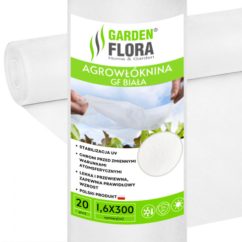 Agrowłóknina Biała 20g/m2 UV 1,6m x 300mb GF Agro