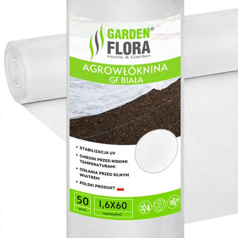 Agrowłóknina Biała 50g/m2 UV 1,6m x 60mb GF Agro