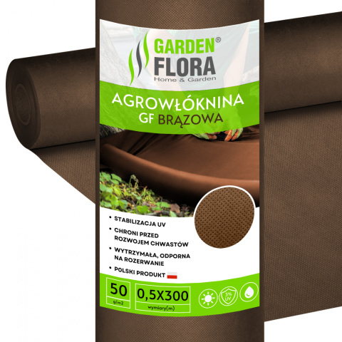 Agrowłóknina Brązowa 50g/m2 UV 0,5m x 300mb GF Agro