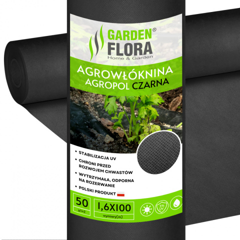 Agrowłóknina Czarna 50g/m2 UV 1,6m x 100mb AgroPol