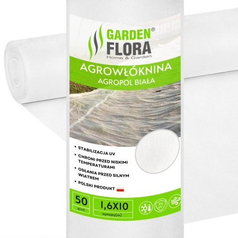 Agrowłóknina Biała 50g/m2 UV 1,6m x 10mb AgroPol