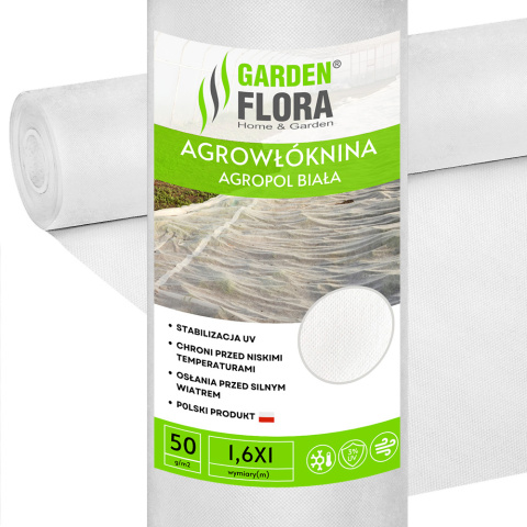 Agrowłóknina Biała 50g/m2 UV 1,6m x 1mb AgroPol