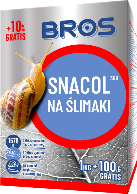 Snacol 3 GB 1,1kg Granulat Moluskocyd Środek Ślimakobójczy Bros