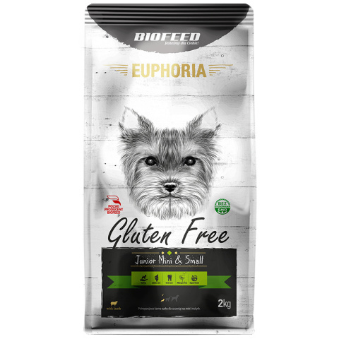 Karma Sucha Dla Psa Bezglutenowa z Jagnięciną Euphoria Gluten Free Junior Mini & Small 2kg Biofeed