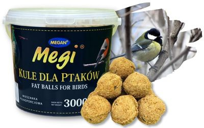 Kule Tłuszczowe Dla Ptaków 100g x 30szt Wiaderko Megi Megan Kule Tłuszczowe Dla Ptaków 100g x 30szt Wiaderko Megi Megan