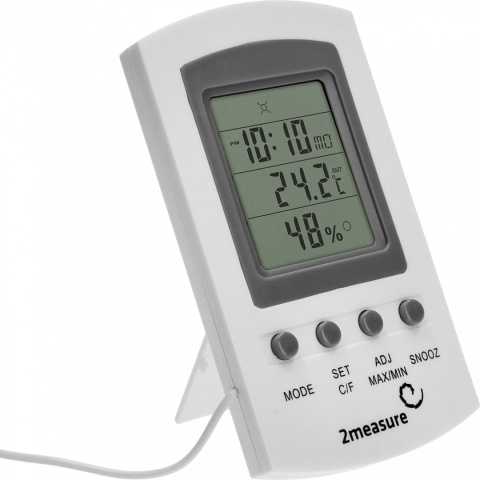 Stacja Pogodowa Elektroniczna Termometr Higrometr Wewnętrzny z Sondą Zewnętrzną Temperatury 170601 2measure