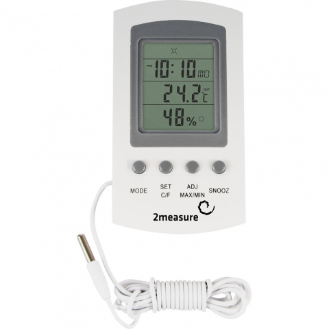 Stacja Pogodowa Elektroniczna Termometr Higrometr Wewnętrzny z Sondą Zewnętrzną Temperatury 170601 2measure