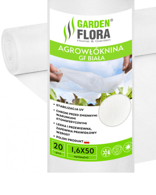 Agrowłóknina Biała 20g/m2 UV 1,6m x 50mb GF Agro