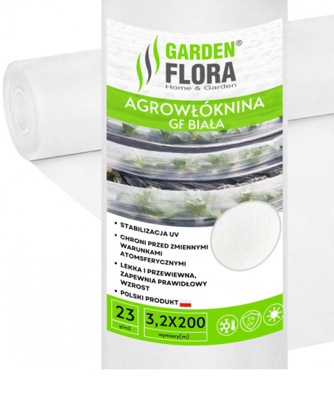 Agrowłóknina Biała 23g/m2 UV 3,2m x 200mb GF Agro