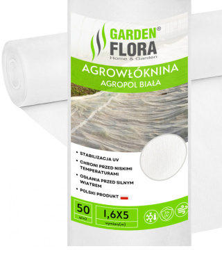 Agrowłóknina Biała 50g/m2 UV 1,6m x 5mb AgroPol