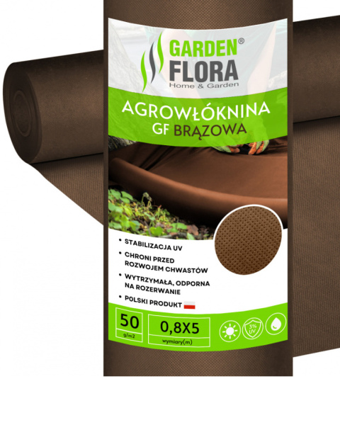 Agrowłóknina Brązowa 50g/m2 UV 0,8m x 5mb GF Agro