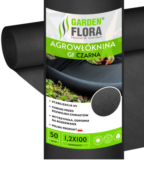Agrowłóknina Czarna 50g/m2 UV 1,2m x 100mb GF Agro Agrowłóknina Czarna 50g/m2 UV 1,2m x 100mb GF Agro