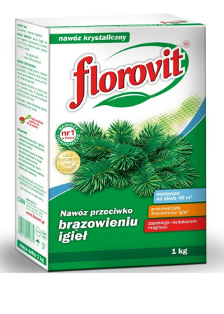 Nawóz Do Iglaków Przeciw Brązowieniu Igieł Antybrąz Mineralny Granulat 1kg Karton Florovit