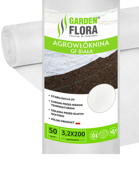 Agrowłóknina Biała 50g/m2 UV 3,2m x 200mb GF Agro