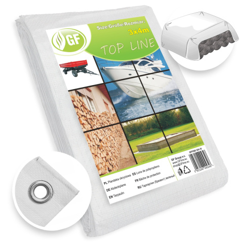 Plandeka Mega Gruba 260g 3m x 4m Biała Top GF Line Plandeka Mega Gruba 260g 3m x 4m Biała Top GF Line