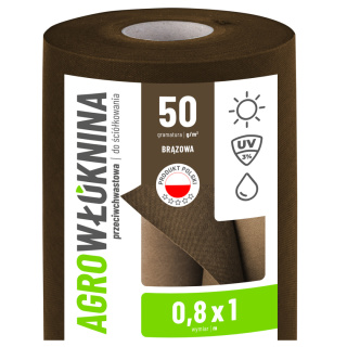 Agrowłóknina Brązowa 50g/m2 UV 0,8m x 1mb GF Agro