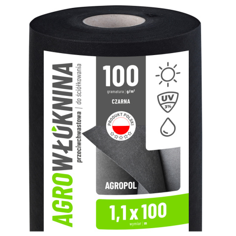 Agrowłóknina Czarna 100g/m2 UV 1,1m x 100mb AgroPol