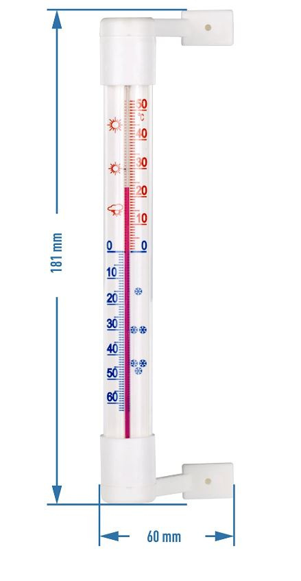 Termometr Zewnętrzny Zaokienny Rurka z Białą Skalą Biały 18cm x 2,1cm 022202 Bioterm