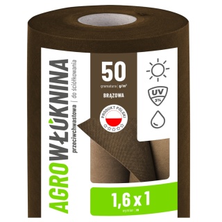 Agrowłóknina Brązowa 50g/m2 UV 1,6m x 1mb GF Agro