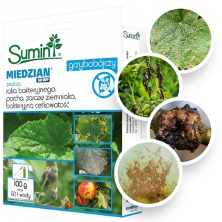 Miedzian 50 WP 100g Fungicyd Środek Grzybobójczy Do Zwalczania Chorób Grzybowych w Uprawach Roślin Sumin