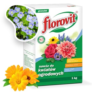 Nawóz Do Kwiatów Ogrodowych Mineralny Granulat 1kg Karton Florovit