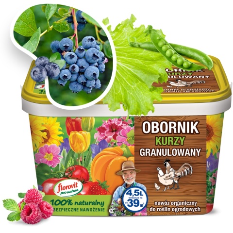 Obornik Kurzy Nawóz Naturalny Granulat 4,5L Pro Natura Florovit Obornik Kurzy Nawóz Naturalny Granulat 4,5L Pro Natura Florovit