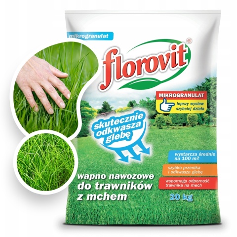 Wapno Nawozowe Do Trawy z Mchem Granulat 20kg Florovit Wapno Nawozowe Do Trawy z Mchem Granulat 20kg Florovit