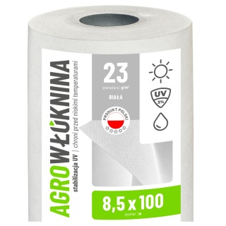 Agrowłóknina Biała 23g/m2 UV 8,5mb x 100mb GF Agro