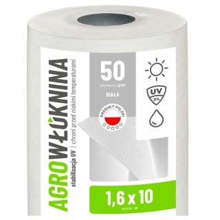 Agrowłóknina Biała 50g/m2 UV 1,6m x 10mb GF Agro