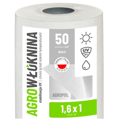 Agrowłóknina Biała 50g/m2 UV 1,6m x 1mb AgroPol